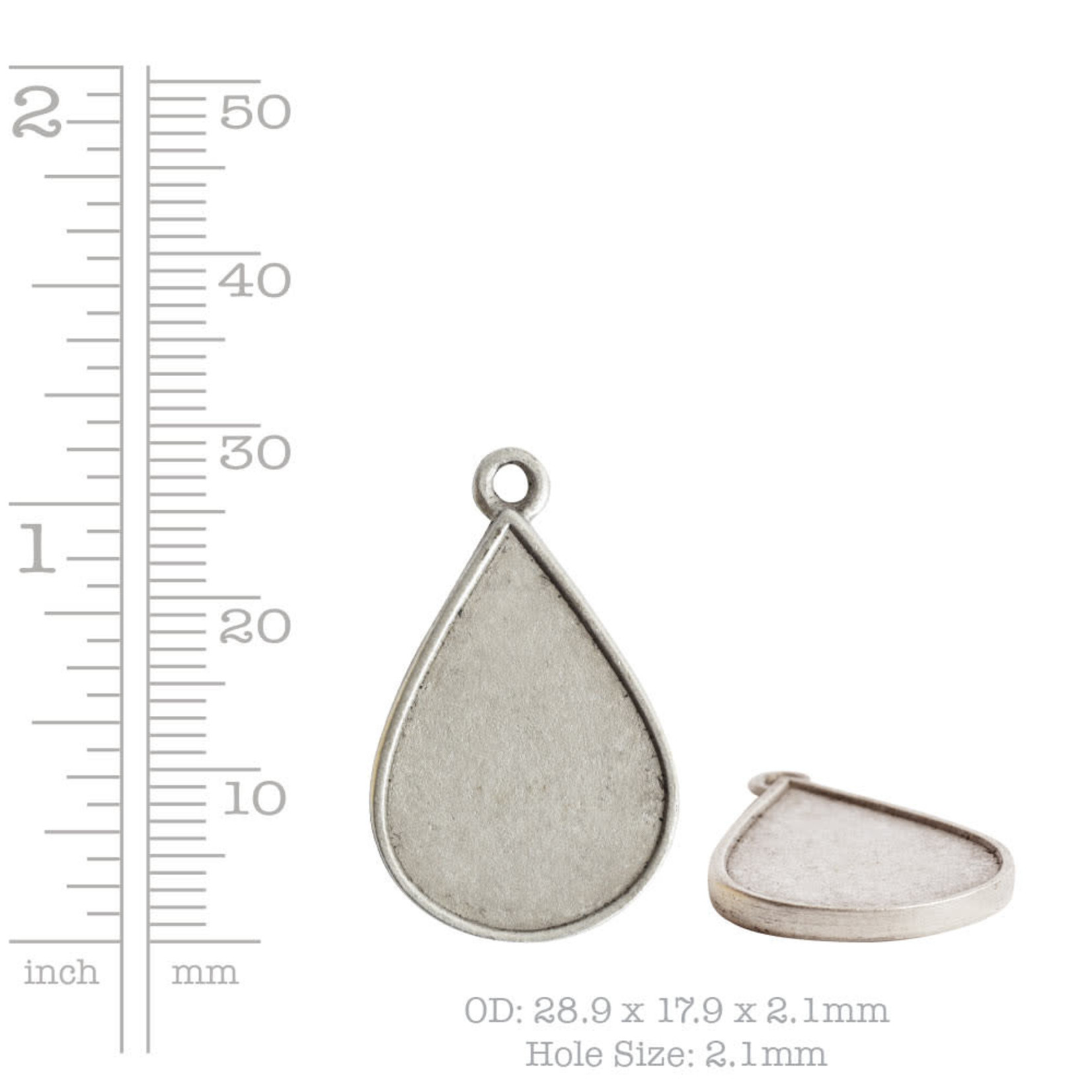 Nunn Design Nunn Design Ornate Drop Flat Tag Antique Silver One Hole Pendant