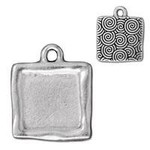 TierraCast Rhodium Plated 17mm Square Picture Frame Charm