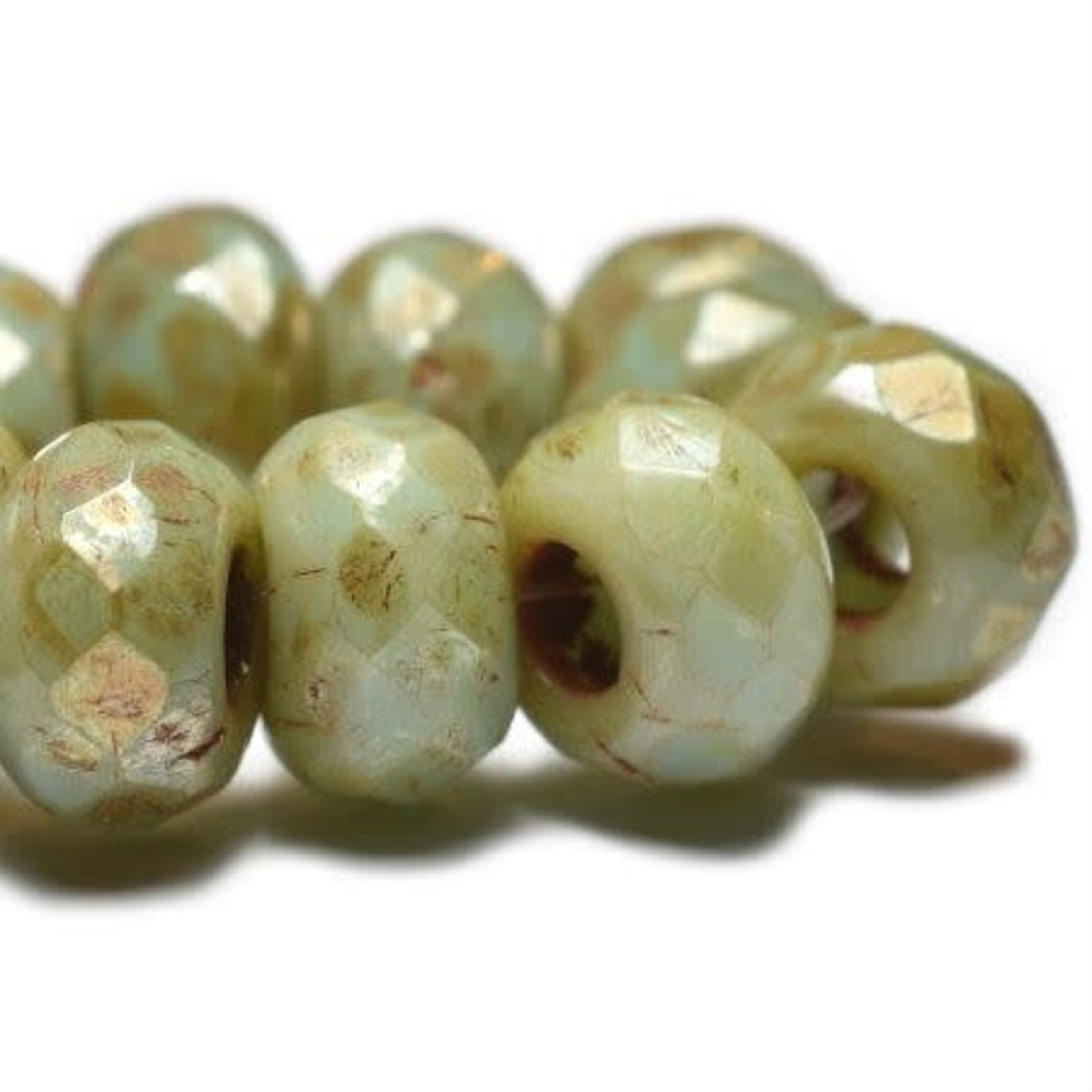 Czech Glass Roller 6x9mm Fern Picasso Bead Strand