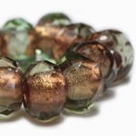 Czech Glass Roller 6x9mm Light Green Copper Bead Strand