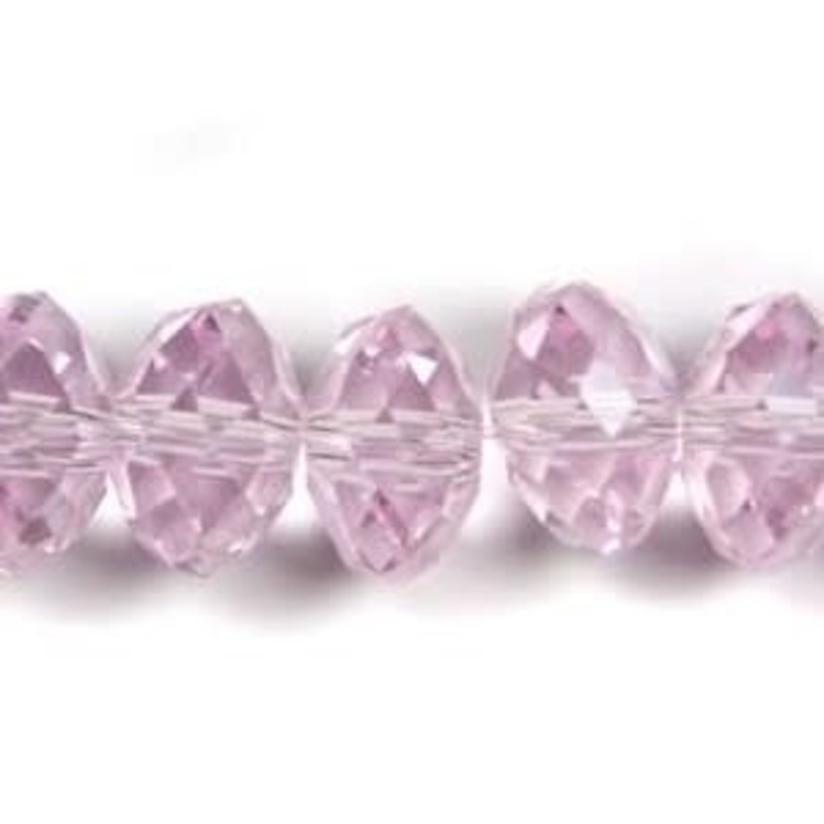 Faceted Glass Rondelle 4x6mm Pink 18 Pieces