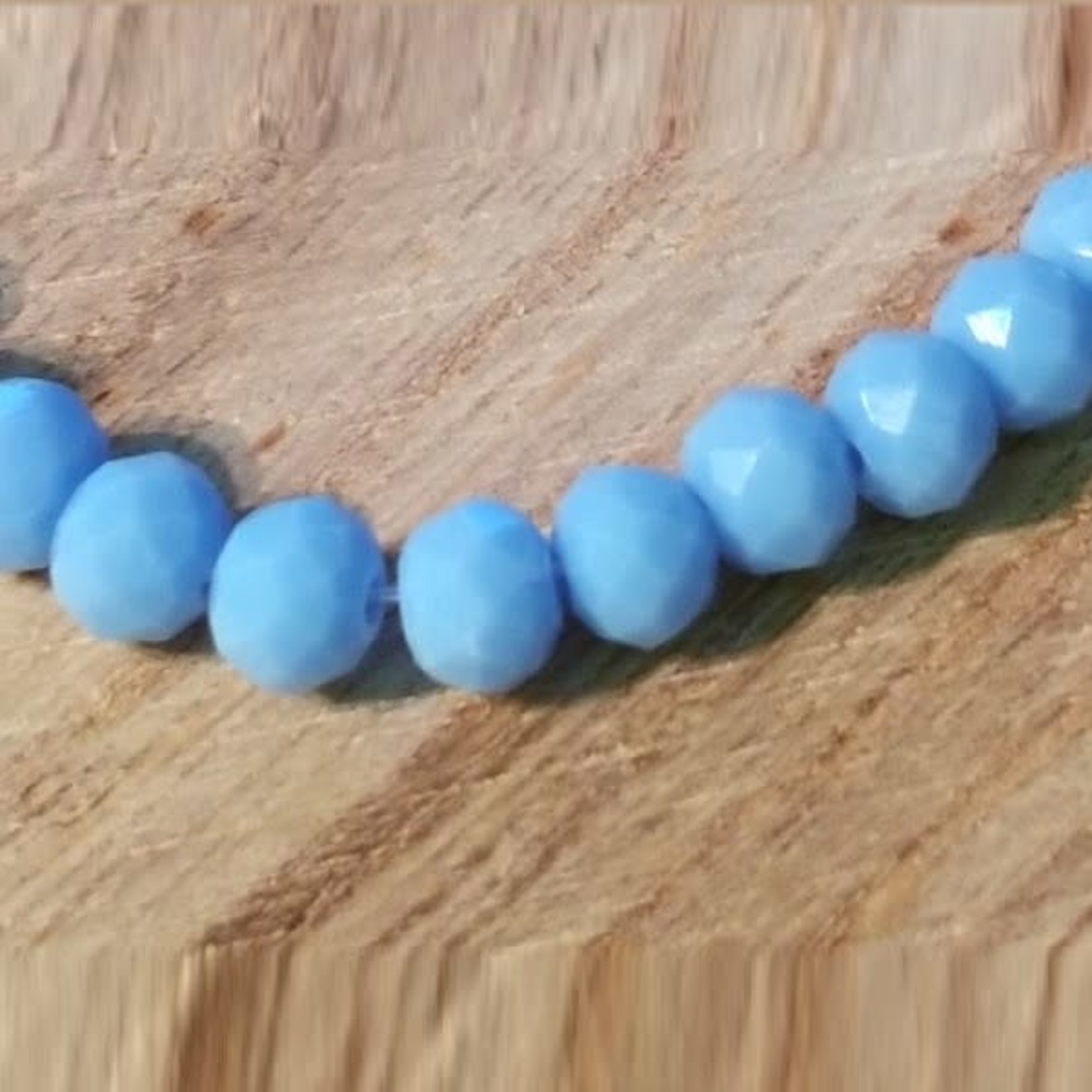 Faceted Glass Rondelle 6x8mm Air Blue Opaque Bead - 15 Pieces