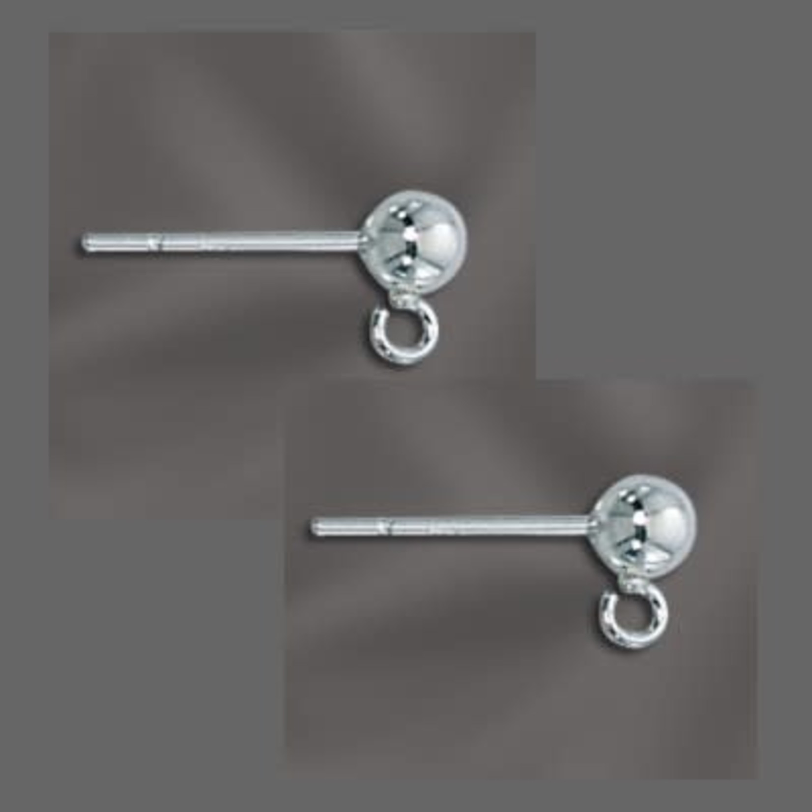 Sterling Silver 4mm Ball Post with Open Ring - Pair