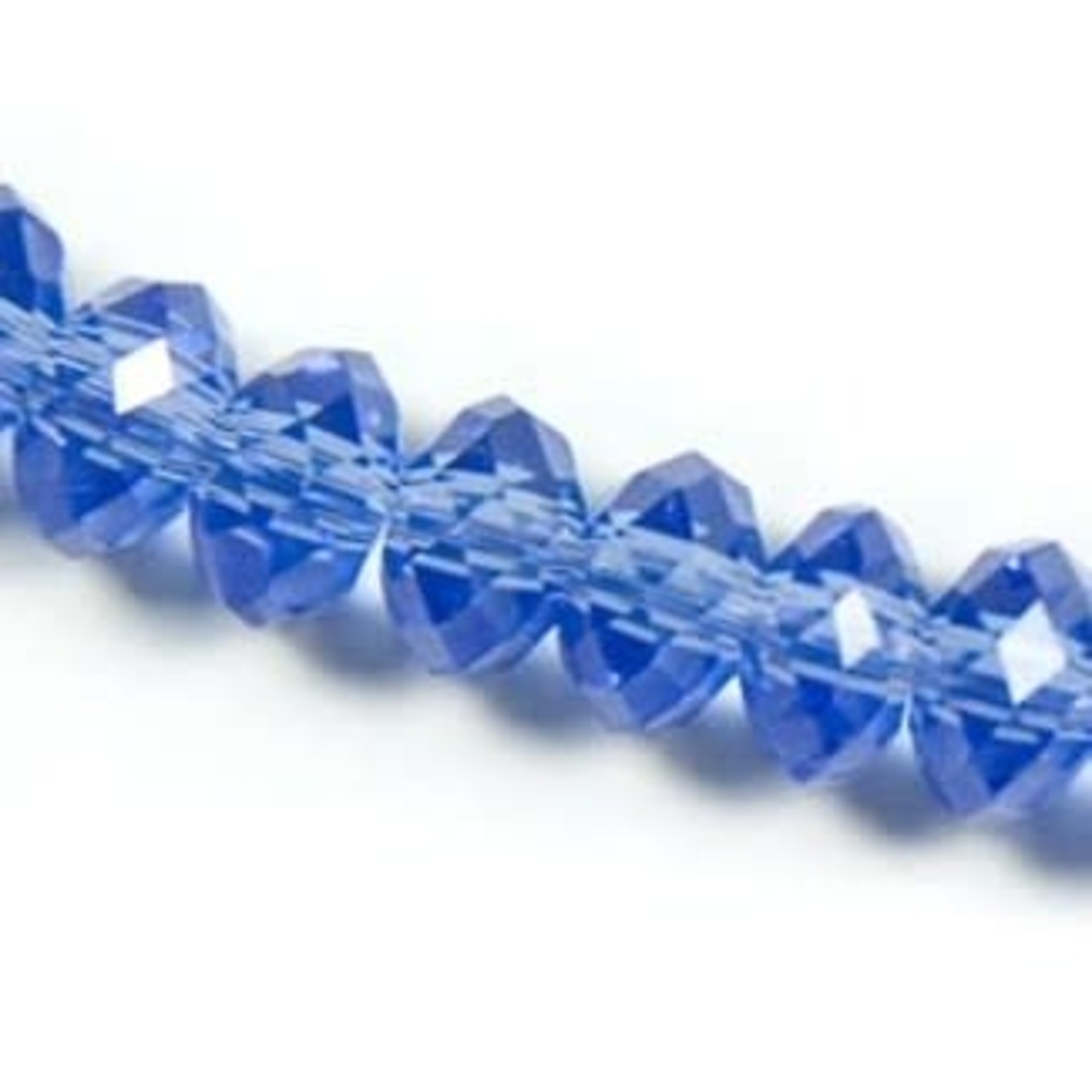 Faceted Glass Rondelle 4x6mm Sapphire 18 Pieces