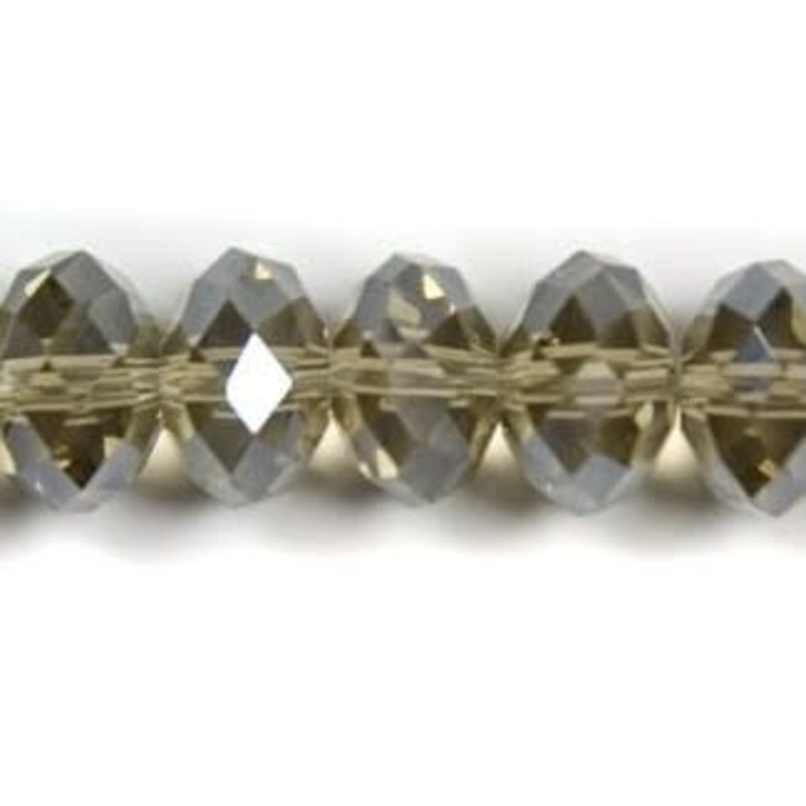 Faceted Glass Rondelle 4x6mm Smoky Gray 18 Pieces