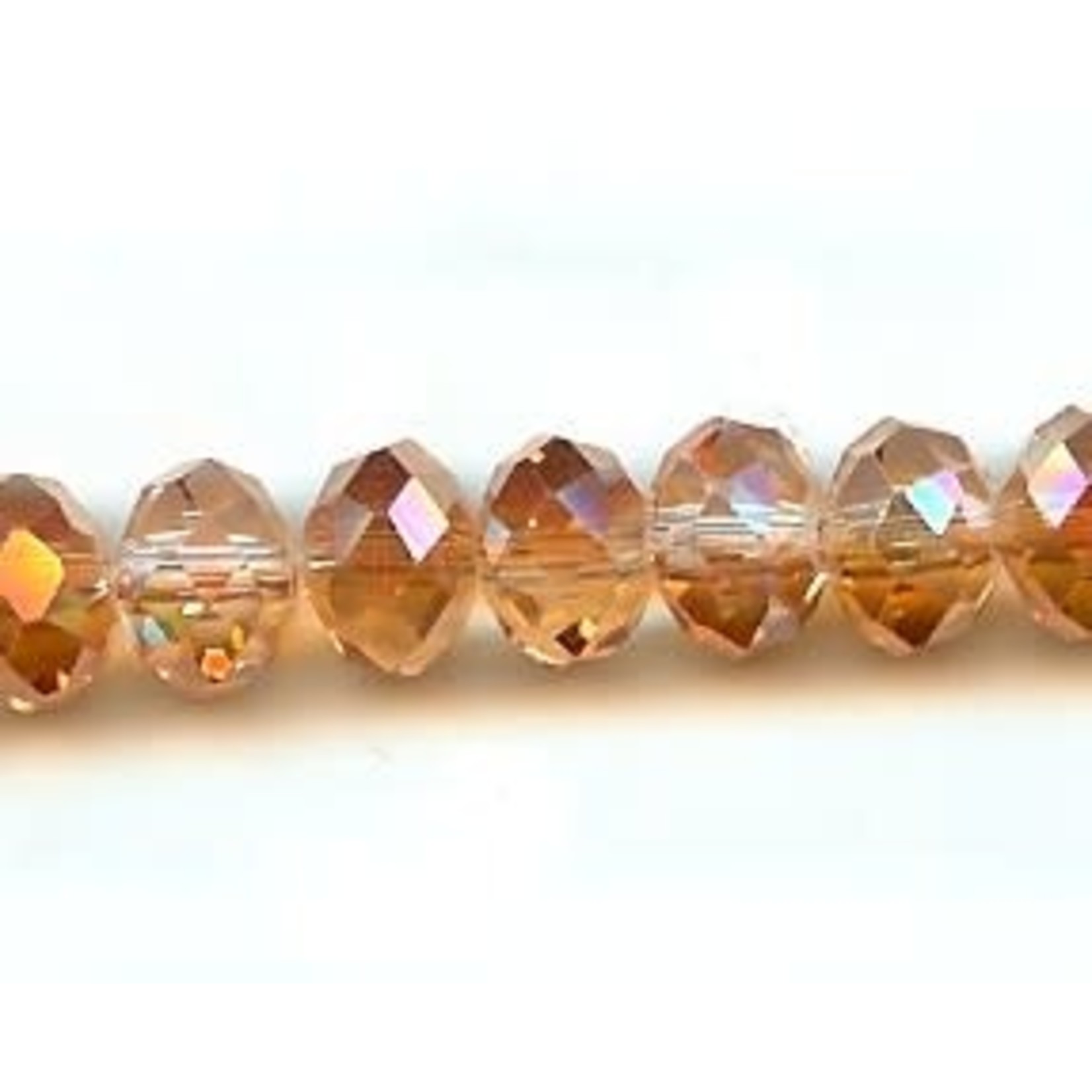 Faceted Glass Rondelle 6x8mm Crystal Copper 15 Pieces