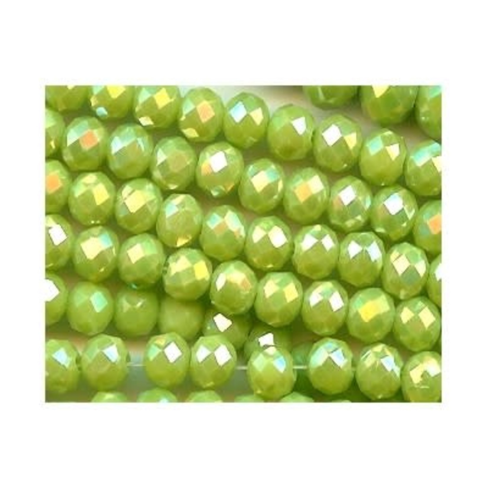 Faceted Glass Rondelle 6x8mm Light Green Opaque 15 Pieces