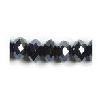 Faceted Glass Rondelle  8x10mm Jet - 12 Pieces