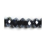 Faceted Glass Rondelle 8x10mm Jet 20 Pieces