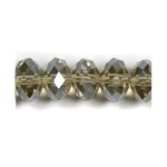 Faceted Glass Rondelle  8x10mm Smoky Gray Bead Strand of 14