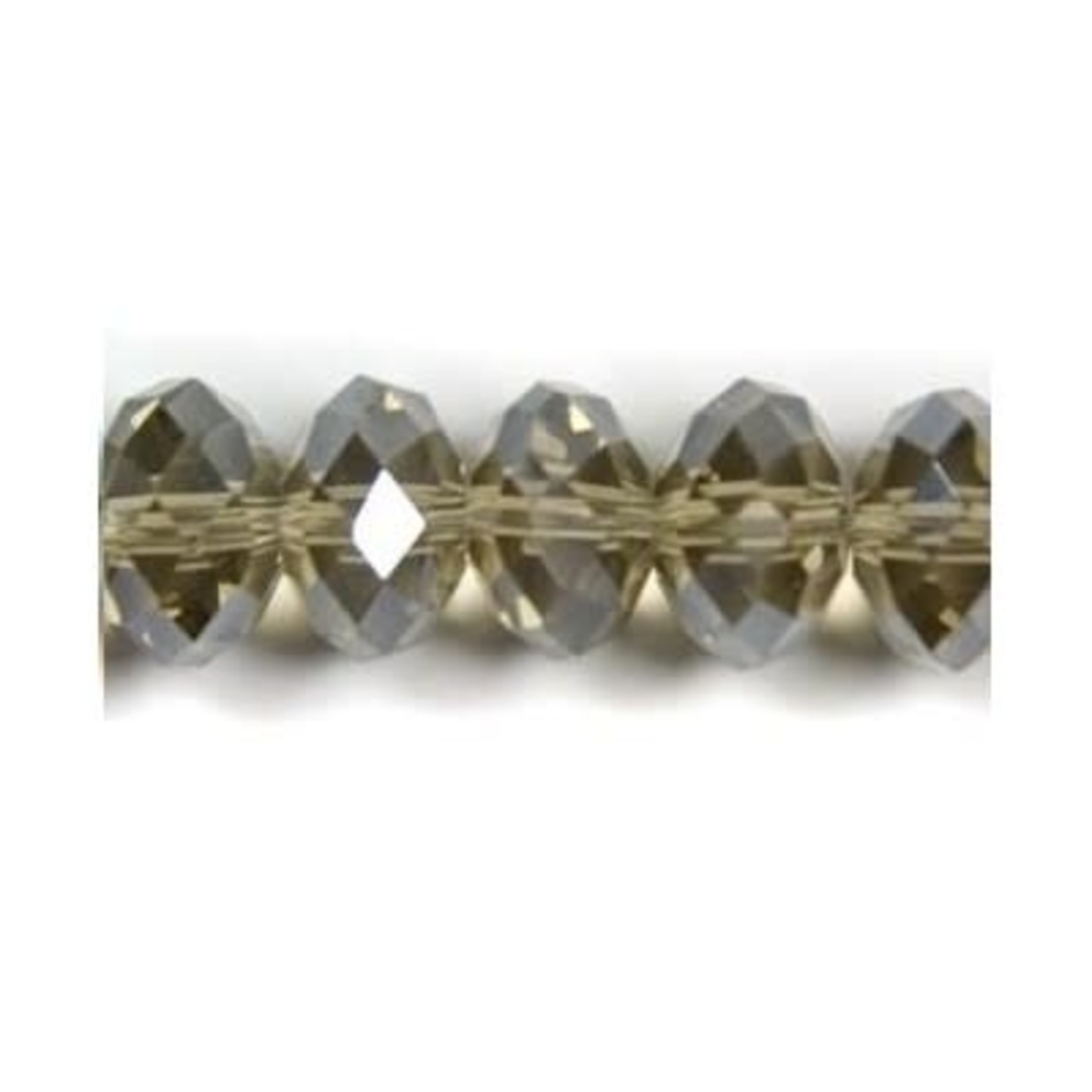 Faceted Glass Rondelle 8x10mm Smoky Gray Bead Strand of 14