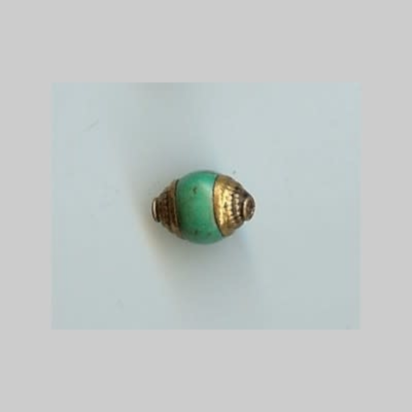 Tibetan 10mm Turquoise Bead with Brass Caps