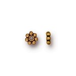 Tierracast Antique Gold Plated 4mm Beaded Daisy Spacer Bead - 100 pieces