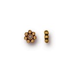 Tierracast Antique Gold Plated 4mm Beaded Daisy Spacer Bead - 50 pieces