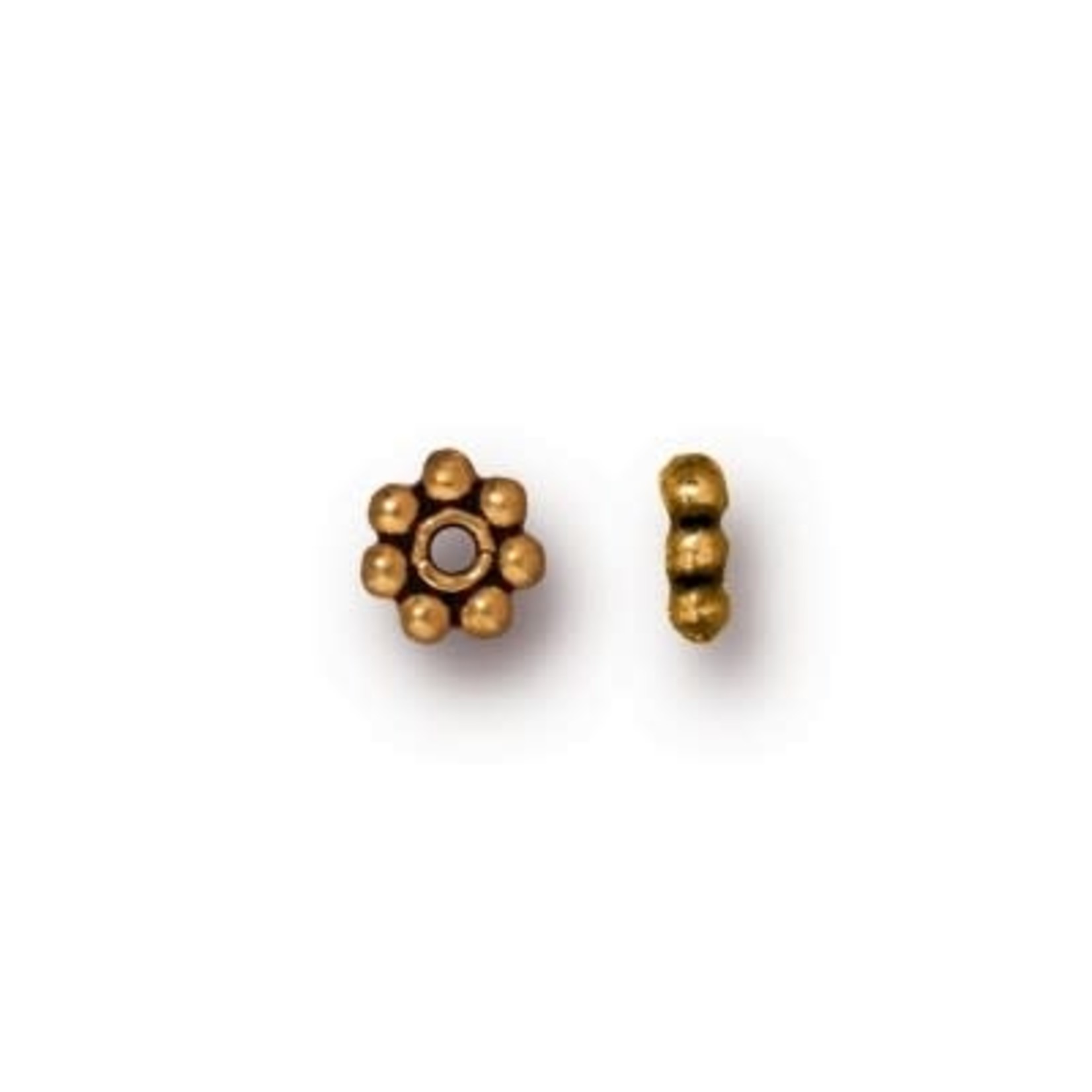 Tierracast Antique Gold Plated 4mm Beaded Daisy Spacer Bead - 50 pieces