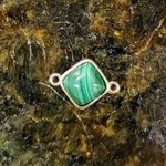 Malachite Silver Bezel Diamond Link -2 Hole