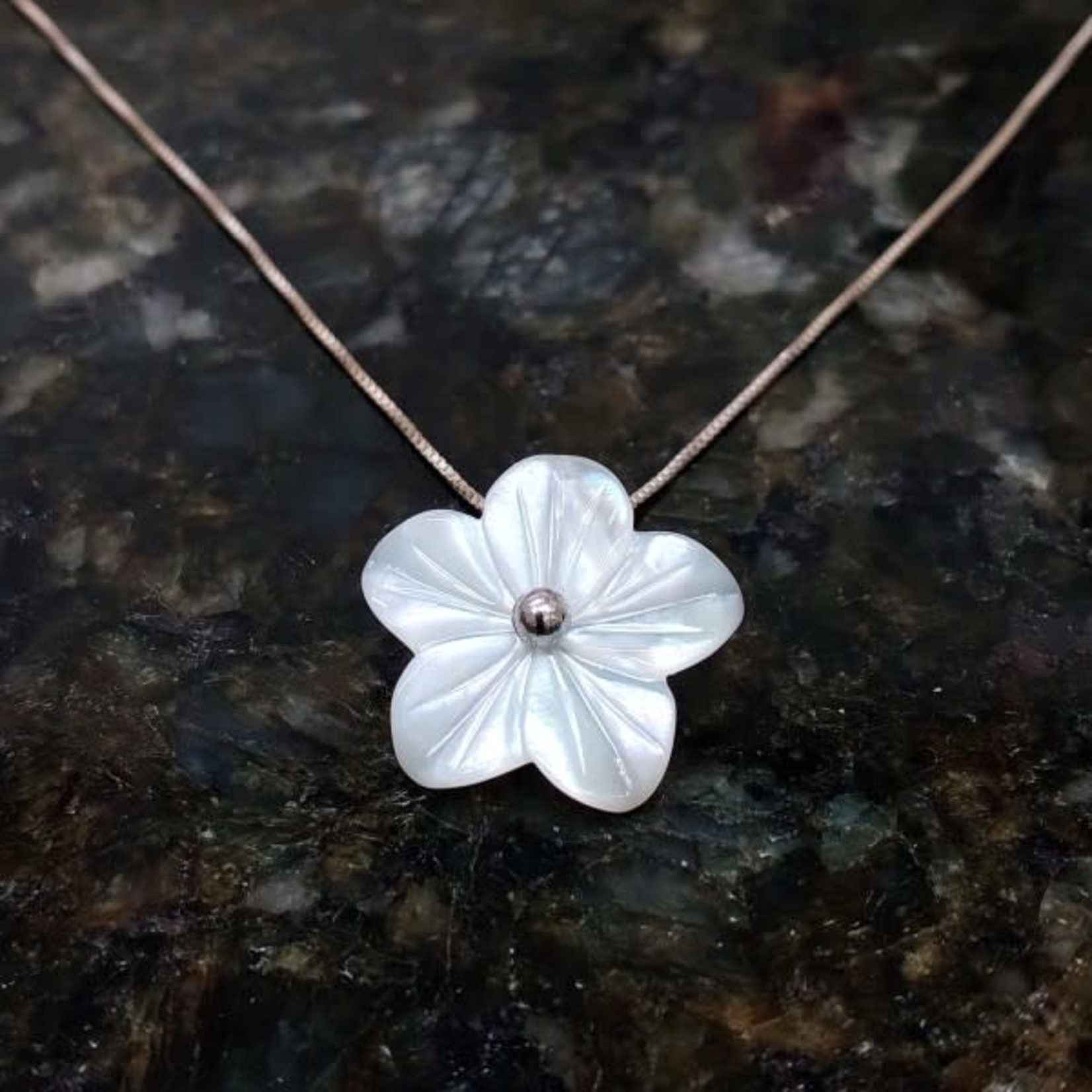 Mother of Pearl Pendant on Sterling Silver Necklace Chain
