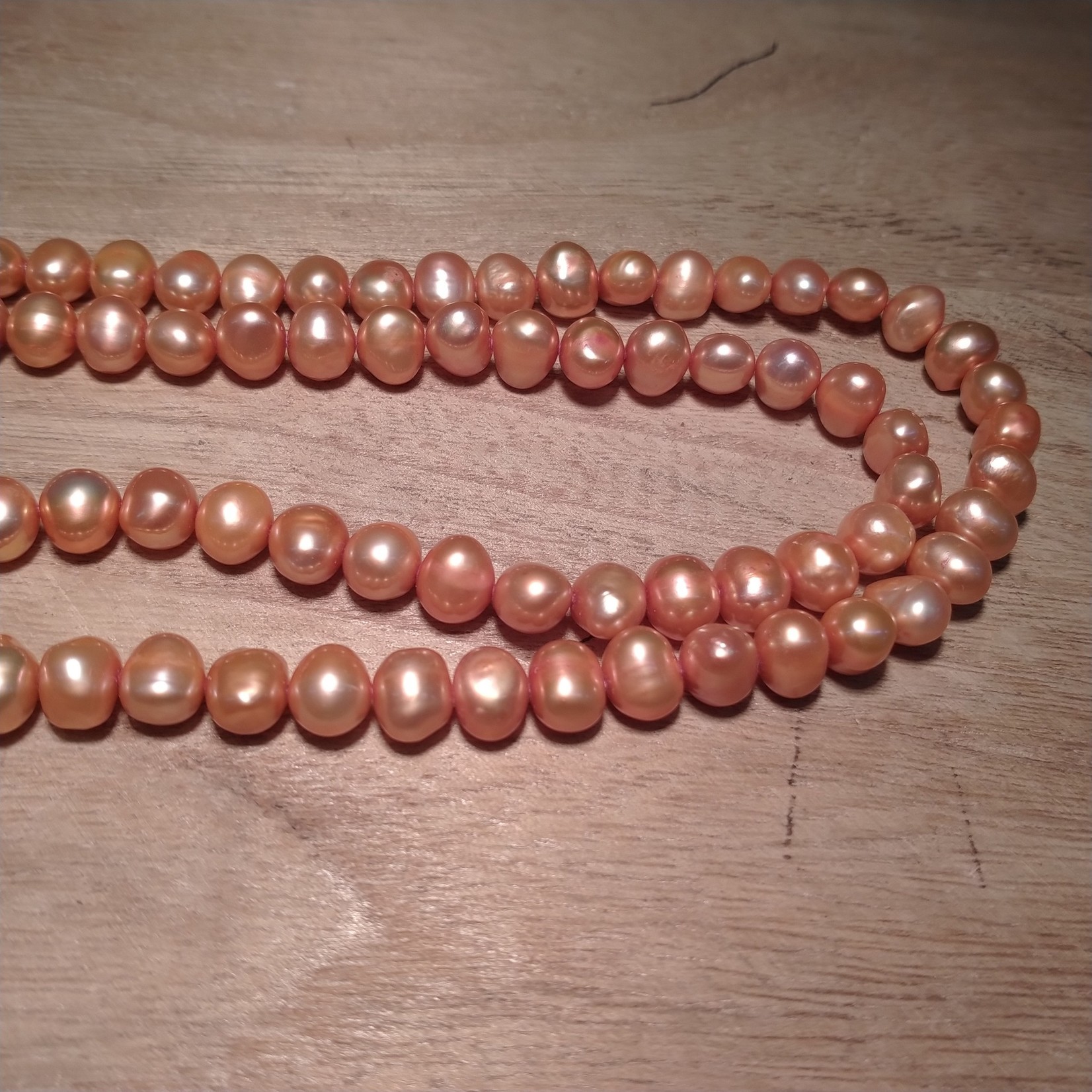 Freshwater Pearl strand -  Bright Coral