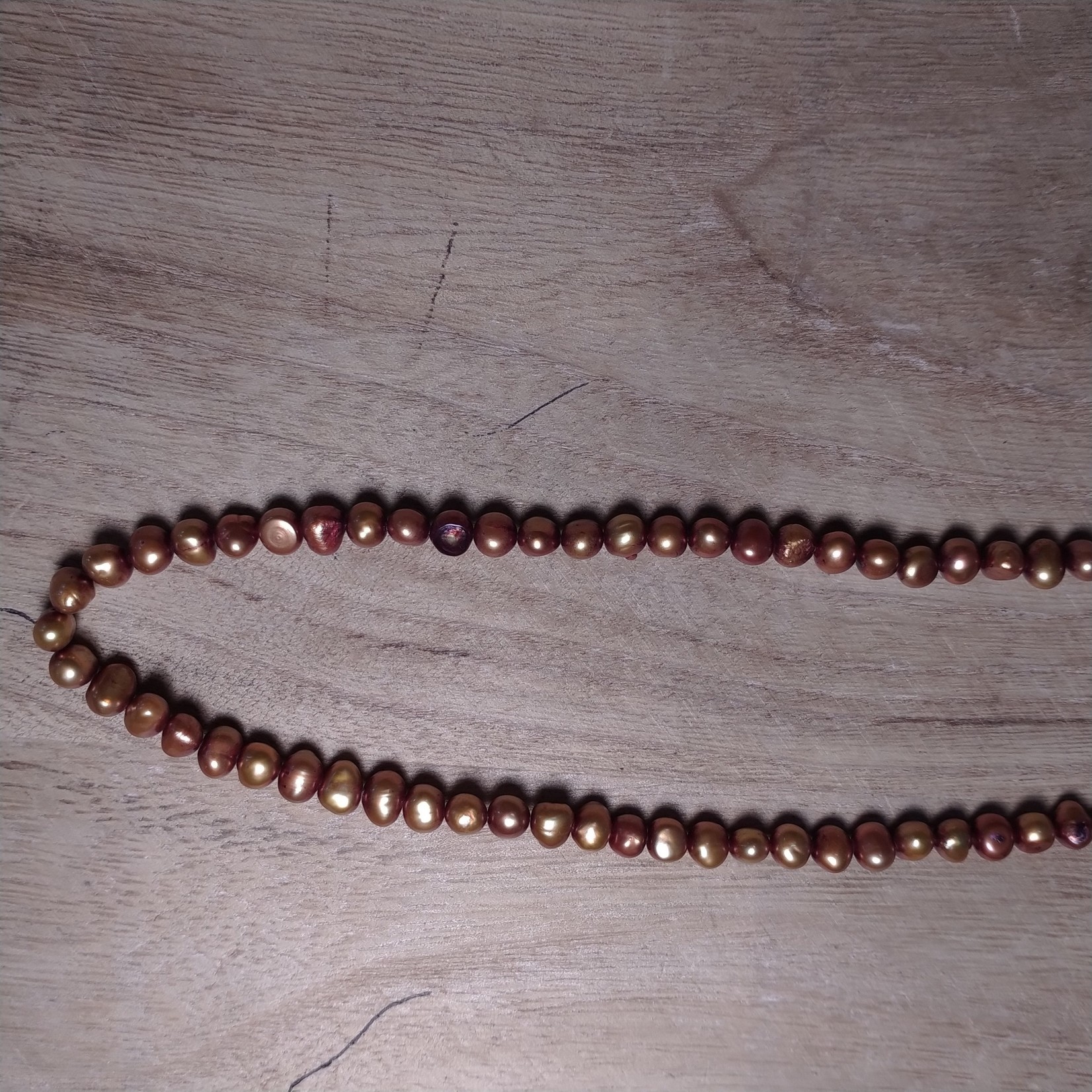 Freshwater Pearl strand -  Round 5-6mm Coppery Red