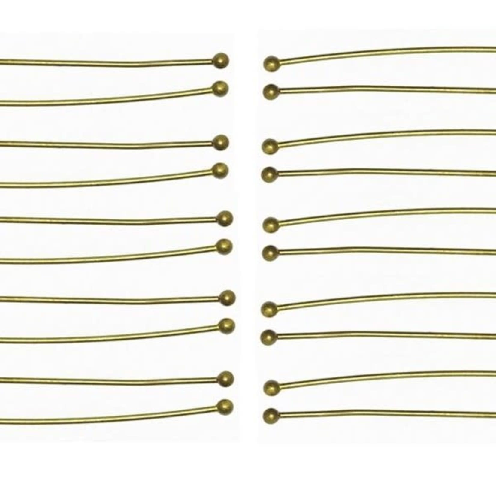 Headpin 20 Ga  2" w/ Ball Nickel-Free Antique Brass Plated - 100 pieces