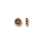 Tierracast Antique Gold Plated 5mm Beaded Daisy Spacer Bead - 50 pieces