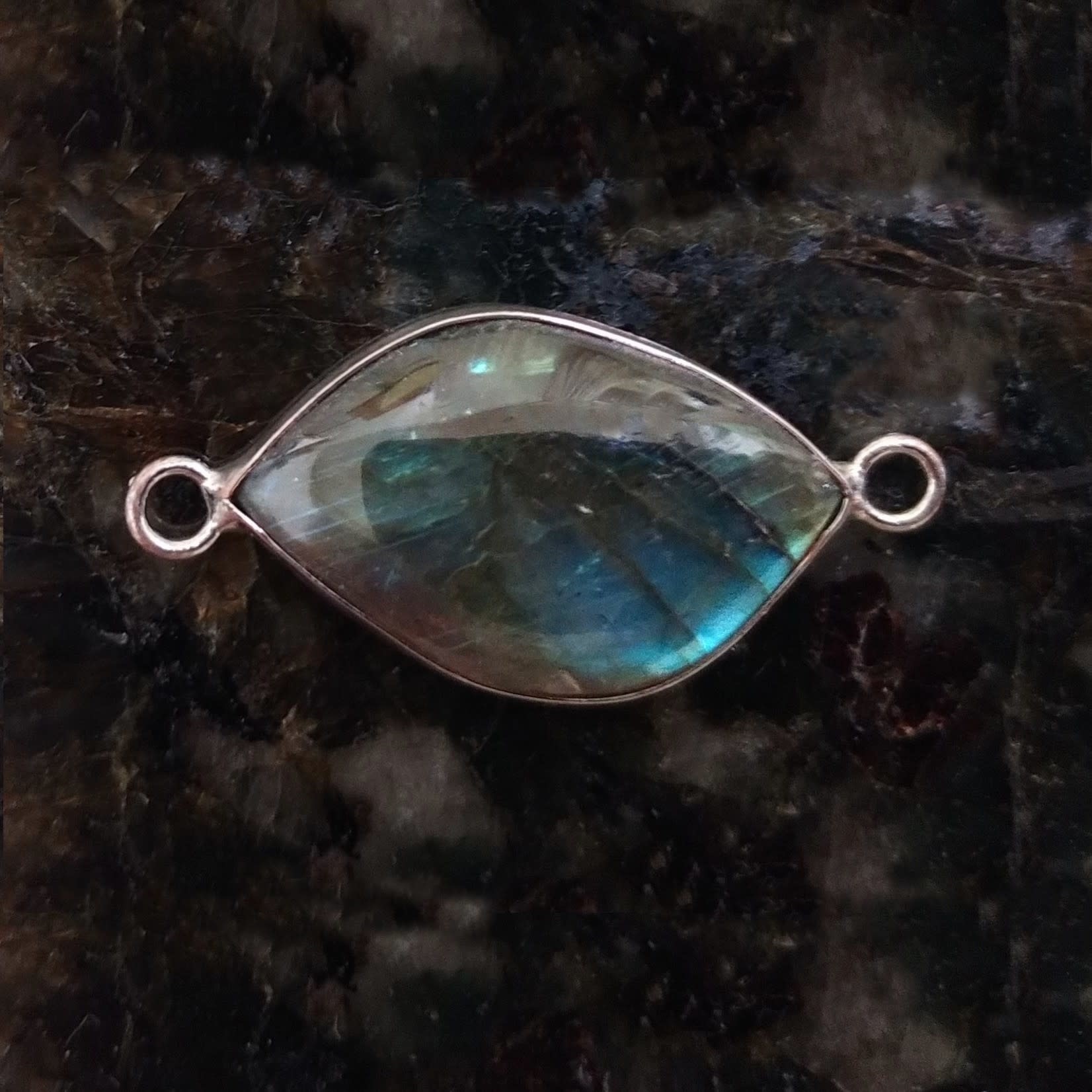 Labradorite Silver Bezel 2 Hole Link