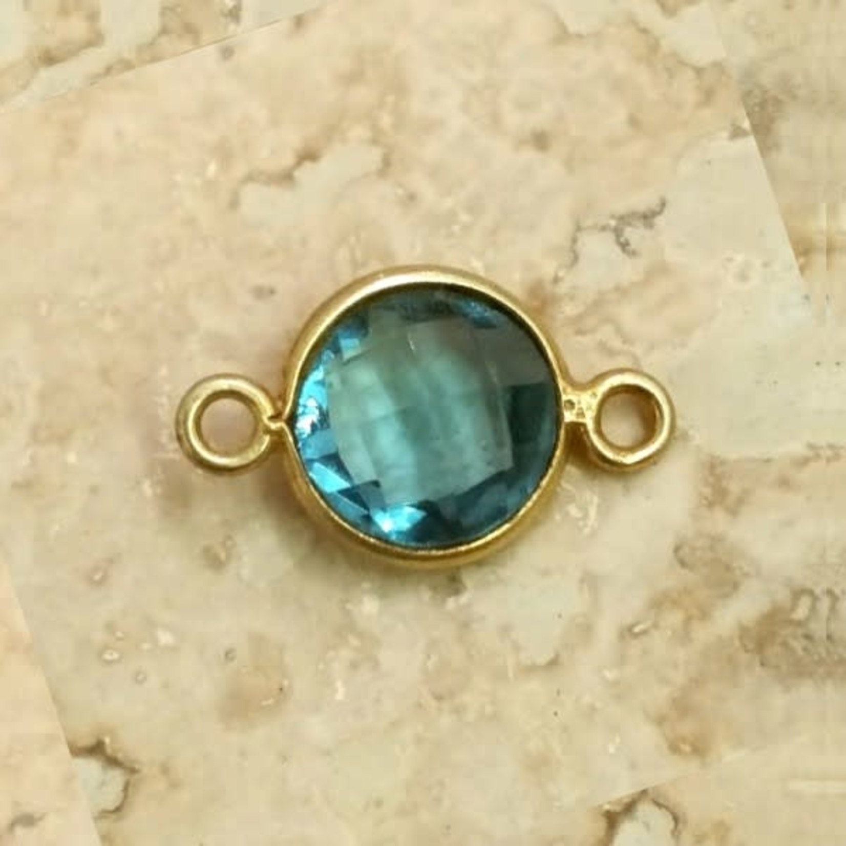 London Blue Quartz Gold Bezel Link 2 hole