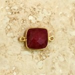 Ruby Gold Bezel Square 15mm Link 2 hole