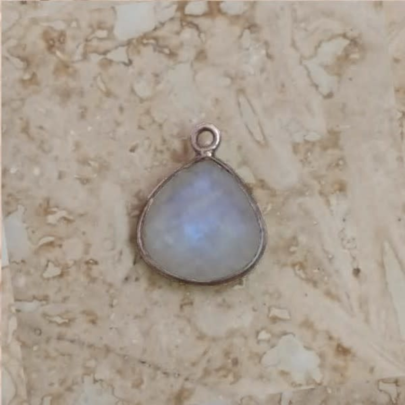 Rainbow Moonstone  Sterling Silver Bezel Teardrop Drop