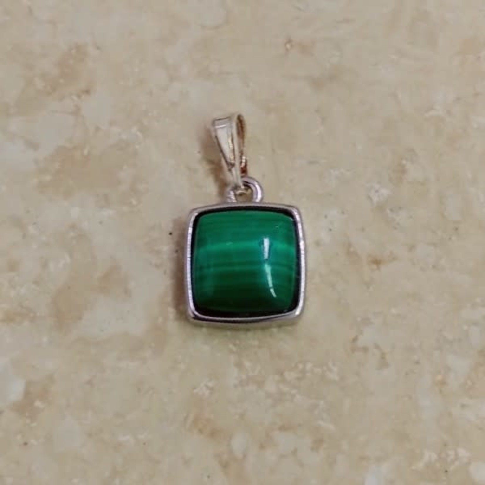 Malachite Silver Bezel Pendant with Bail