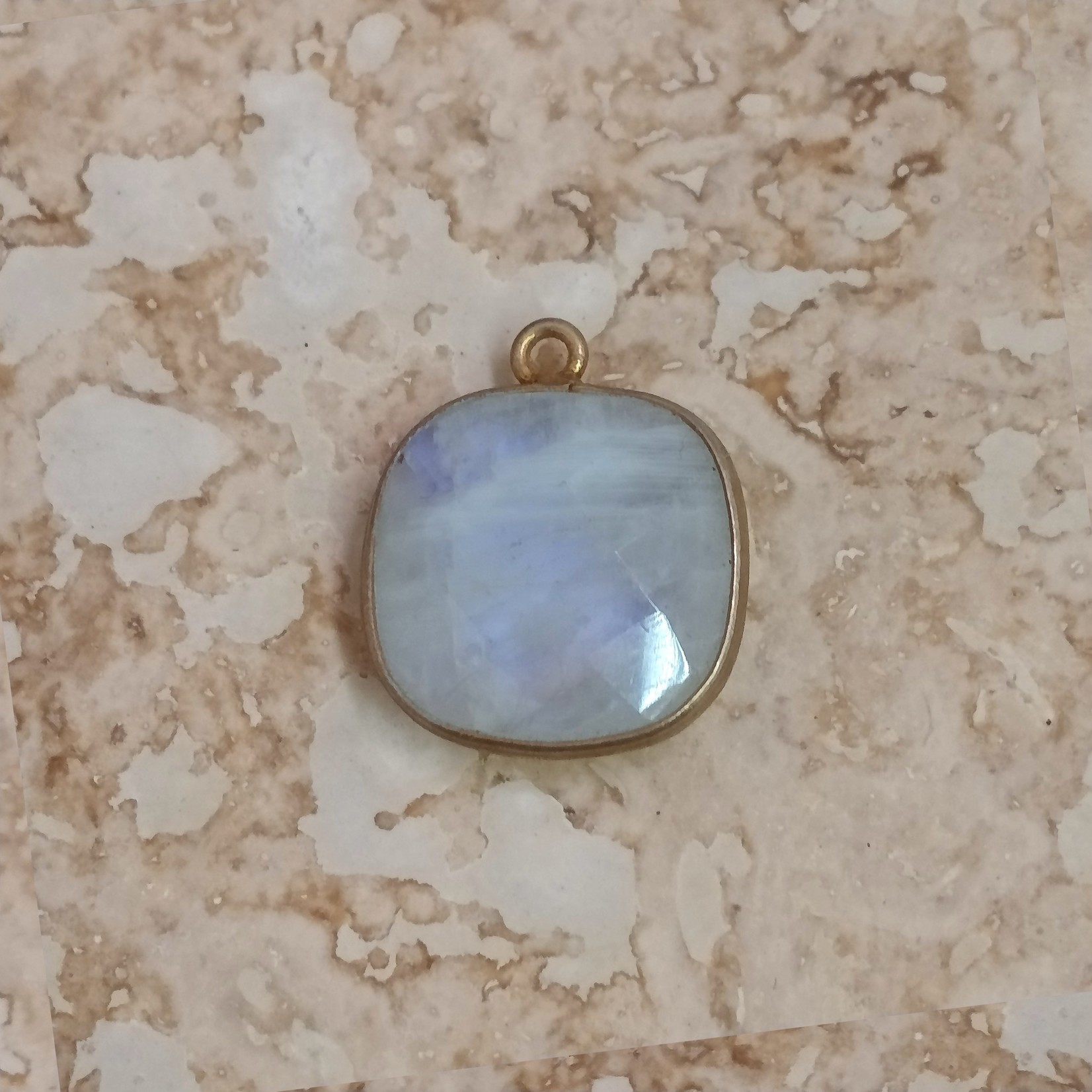 Rainbow Moonstone Sterling Silver Bezel Pendant