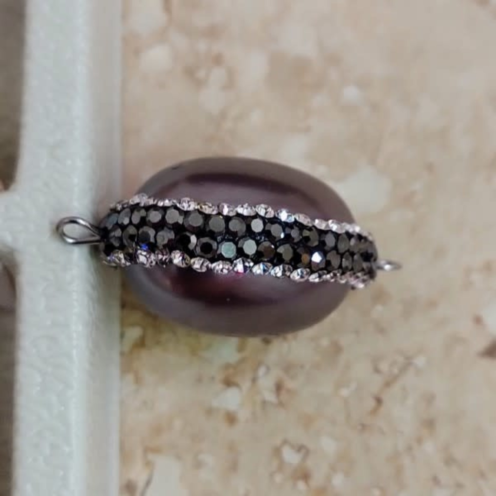 Pearl Crystal Encrusted Bezel Link - 2 Hole