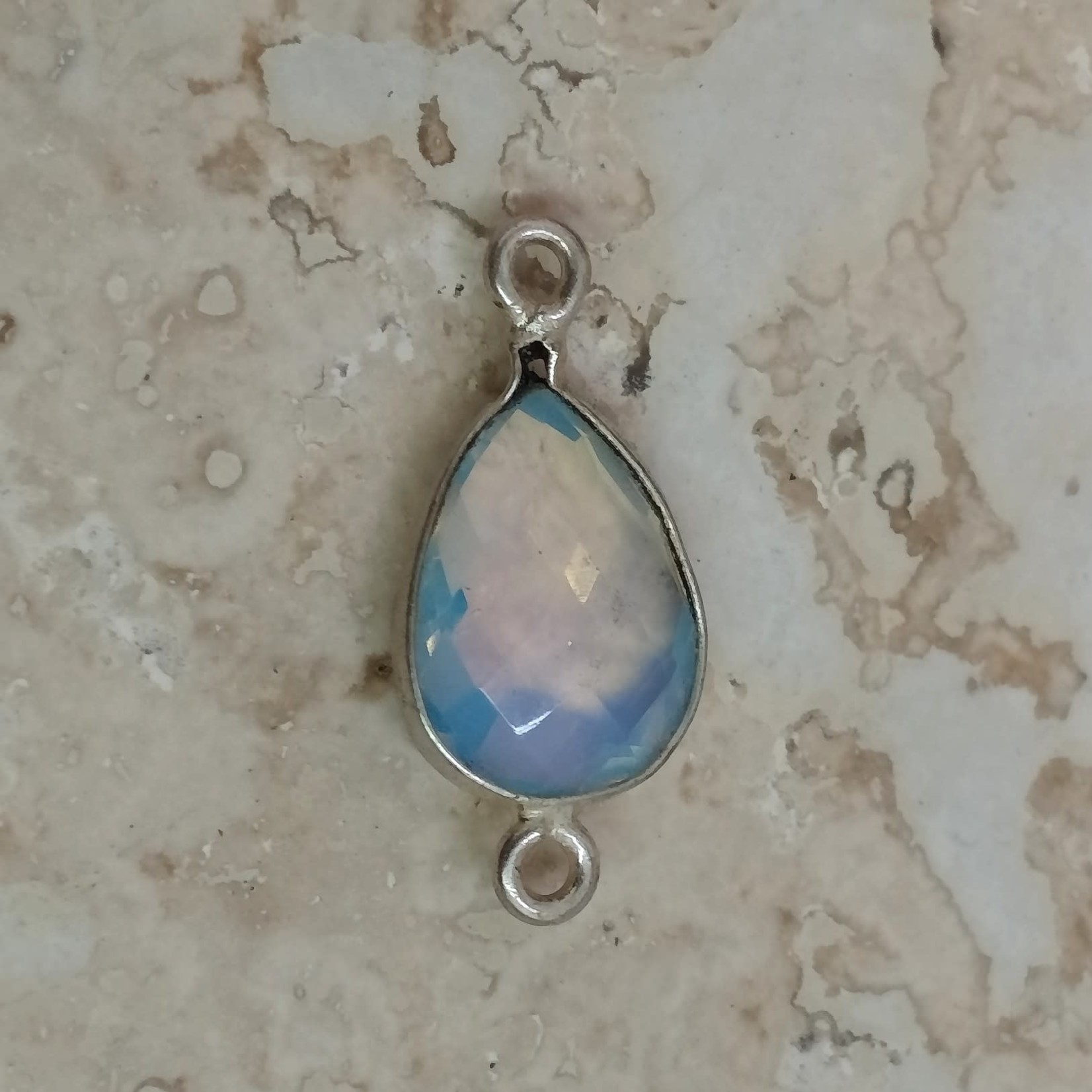 Opalite Silver Bezel Teardrop 2 Hole Link