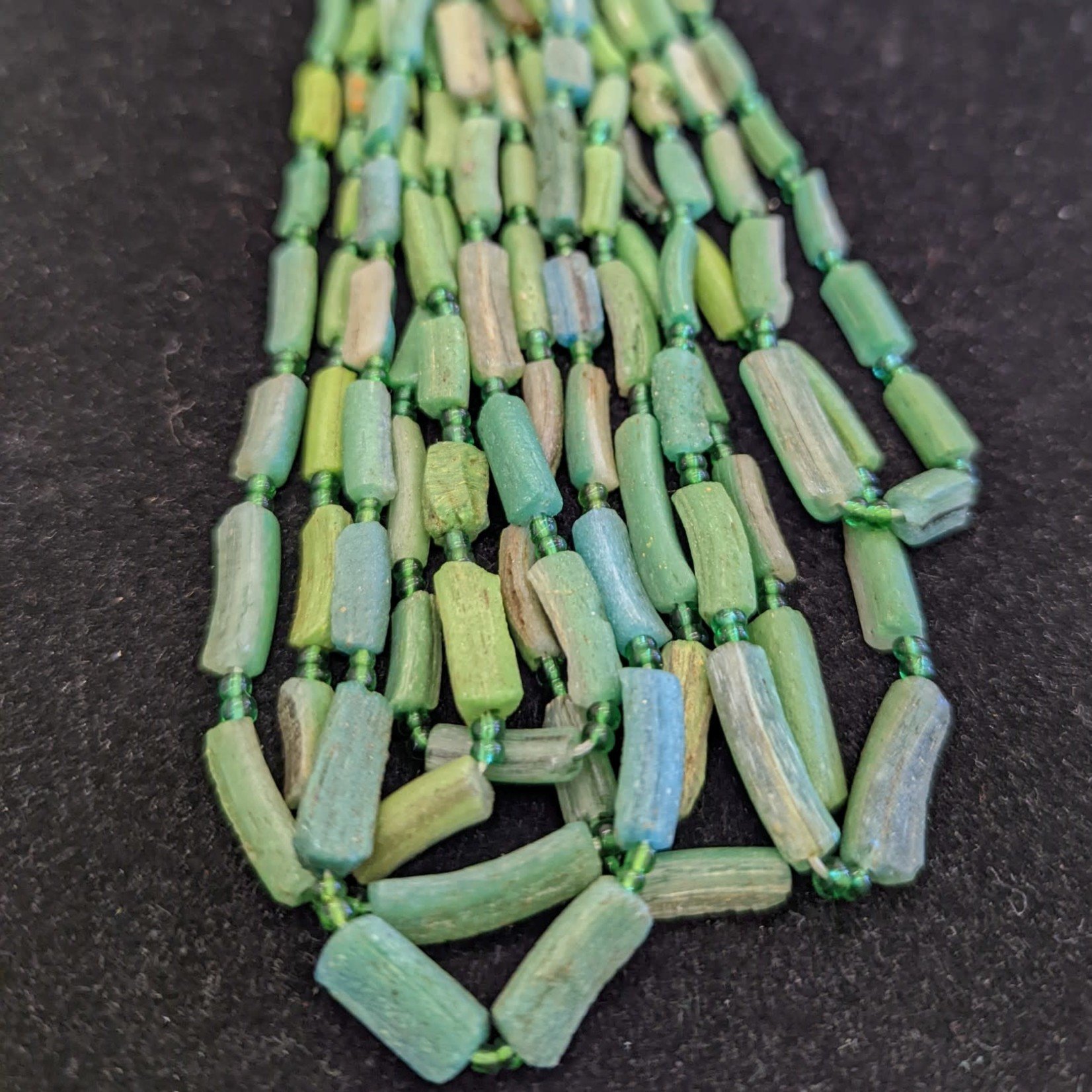 Ancient Glass Bead Strand - Green Opaque