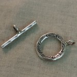 Thai Silver Toggle Clasp Set 13mm Leaf Pattern