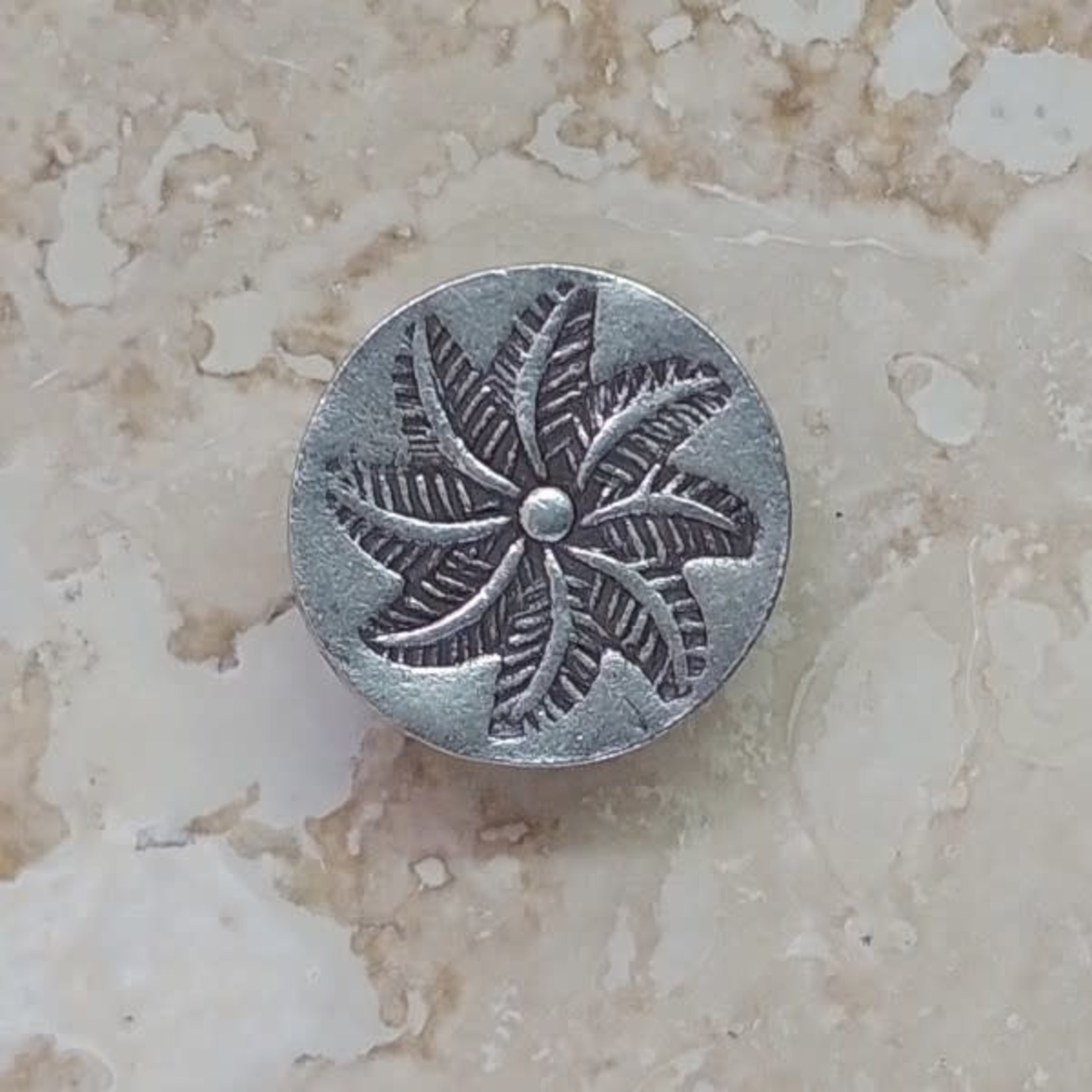 Thai Silver Button 12mm Spiral Flower with Shank