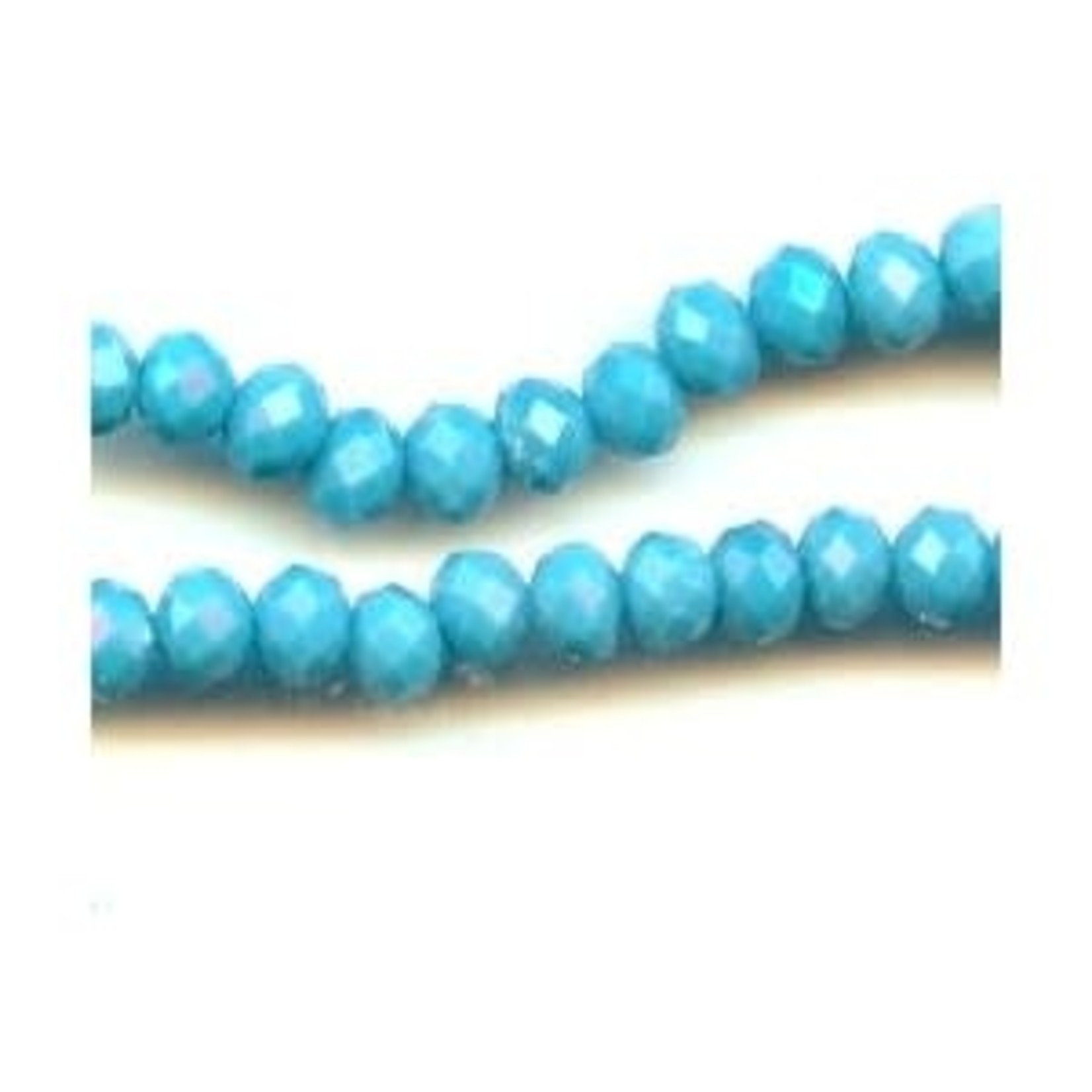 Faceted Glass Rondelle 3x5mm Opaque Turquoise Bead