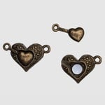 Heart Magnetic Clasp Antique Brass Nickel-Free Plated