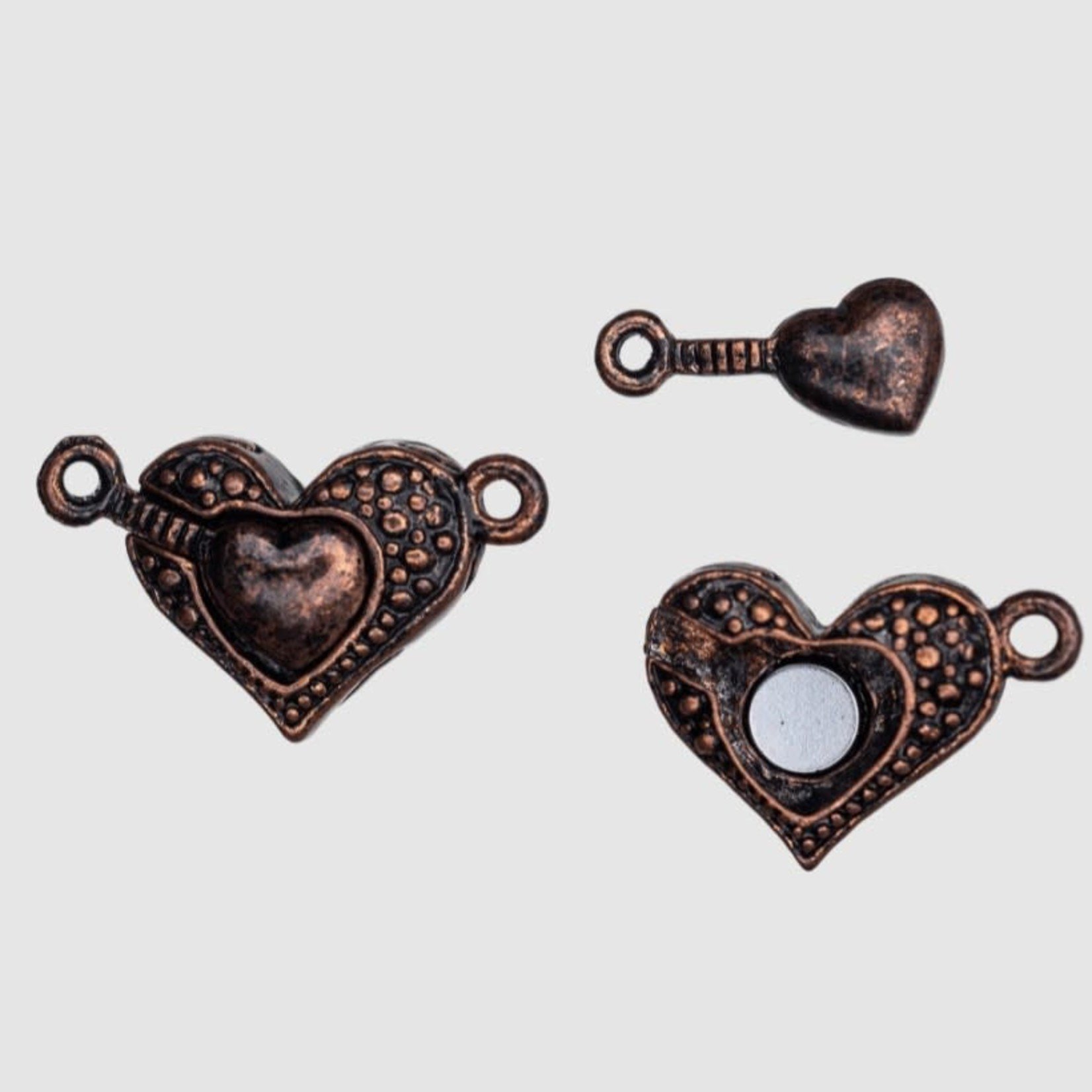 Heart Magnetic Clasp Antique Copper Nickel-Free Plated