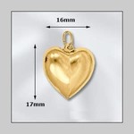 Gold Plated Puffed Heart Charm - Each