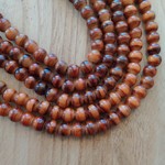 Striated Brown  6mm Lampwork Glass Round Bead Strand