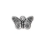TierraCast Spiral Butterfly Charm - Silver Plated