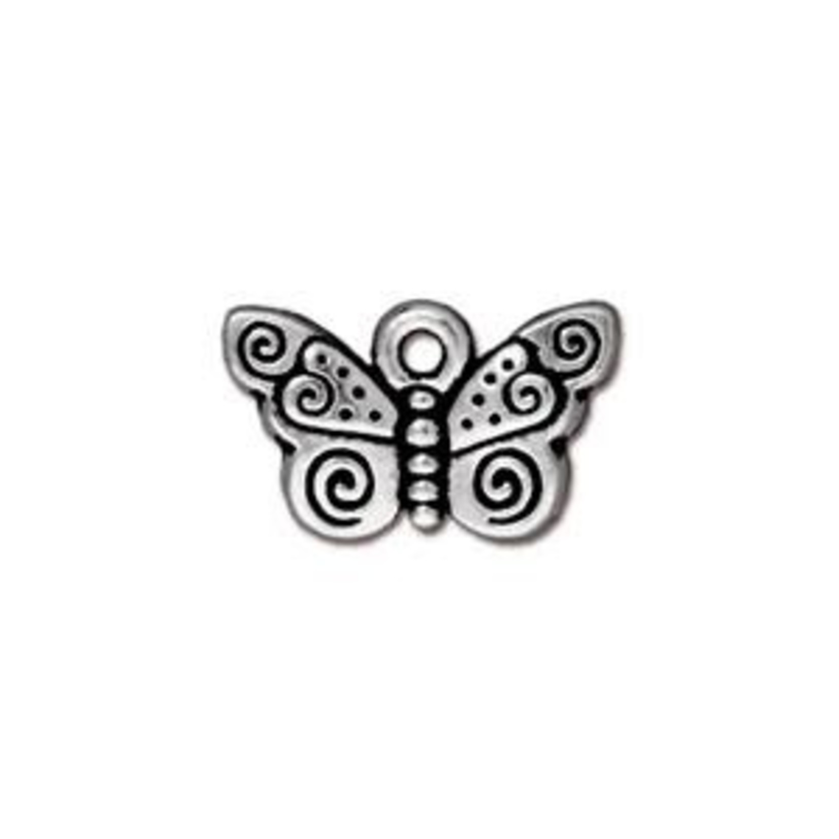 TierraCast Silver Plated Spiral Butterfly Charm