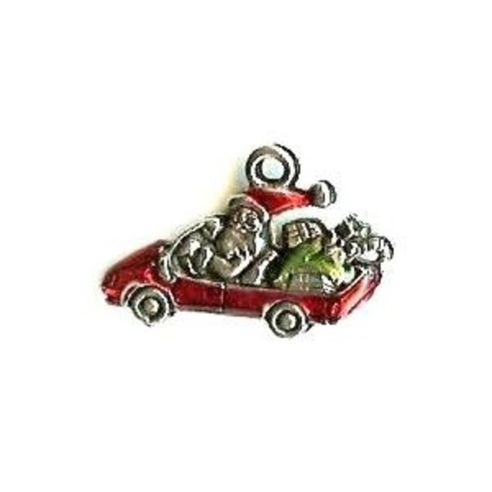 Santa in a Convertible Silver Plated Charm