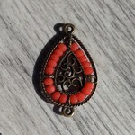 Filigree Crystal 2 Hole Link 31x19mm Coral Antique Brass Plated