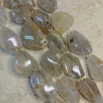 Rutilated Quartz Large Faceted Nugget Bead Strand