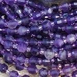 Amethyst  6mm Arte Deco Cut Bead Strand