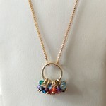 Rainbow Cubic Zirconia Golden Slider Necklace - Ready To Wear