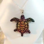 Mosaico Dichroic Turtle Sterling Silver Necklace - Ready to Wear