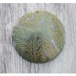 Lillypilly Blacklip Shell 45mm Round Leaf Pattern Celadon Pendant